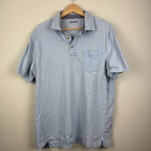 IZOD Mens Cotton Polo Shirt XL in Light Blue